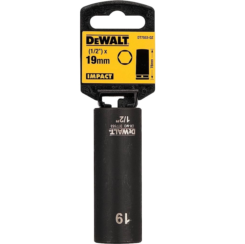 DEWALT ลูกบ๊อกซ์ยาว 1/2 นิ้ว(4 หุน) ขนาด 19 มม. DT7553-QZ