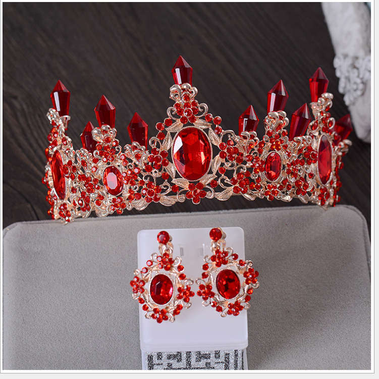 (พร้อมส่ง) เทียร่า 041 สีแดง-ทอง มงกุฎนางงาม มงกุฎเจ้าหญิง งานสวย ปราณีต QCเพชรทุกเม็ด สินค้าพร้อมส่งจากไทย