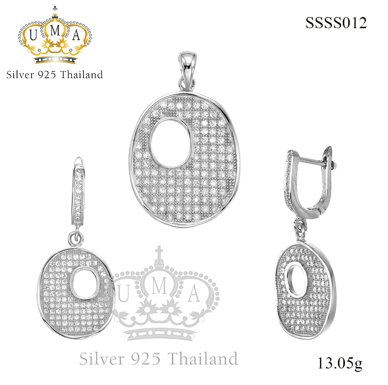 ต่างหูพร้อมจี้ ( เงิน ) = Earring with Pendant ( Silver )