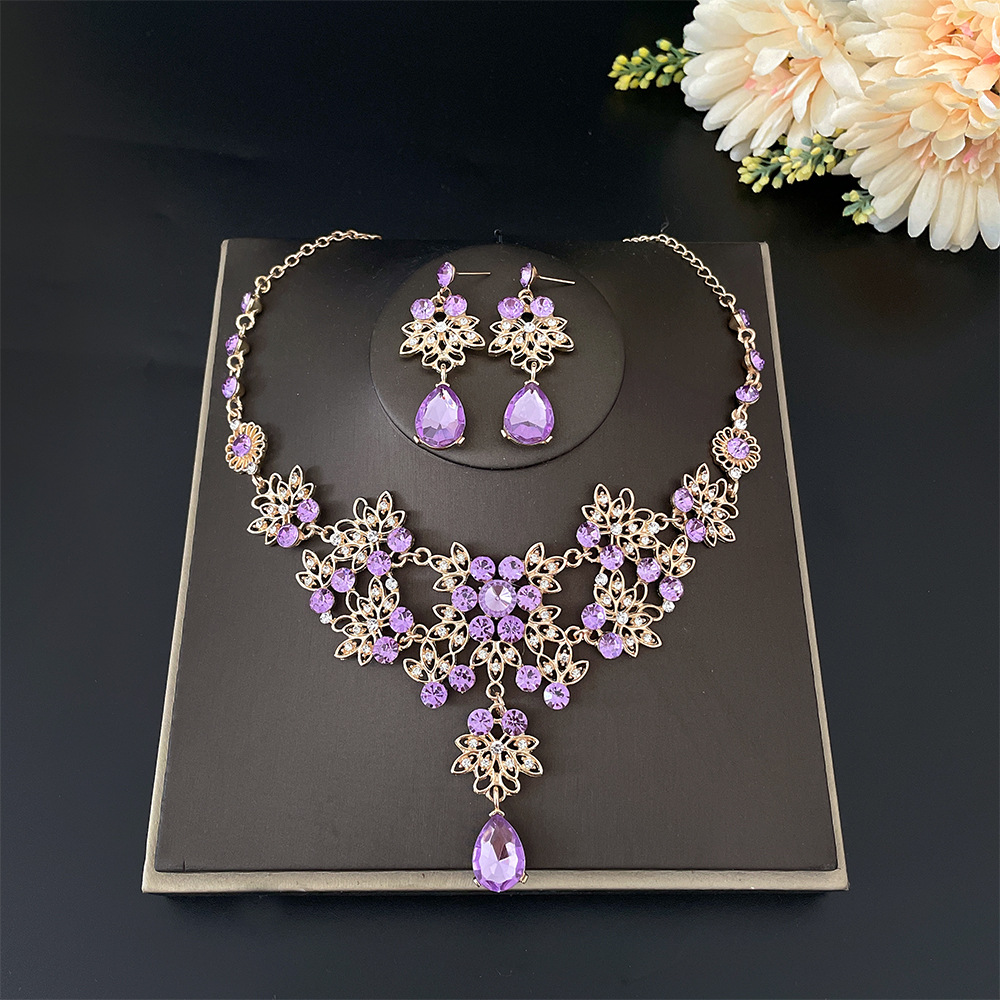 SET006 สีม่วง เครื่องประดับ 3 ชิ้น มงกุฎ สร้อยคอ ต่างหู จัดเซทสวยงาม สินค้าพร้อมส่งจากไทย