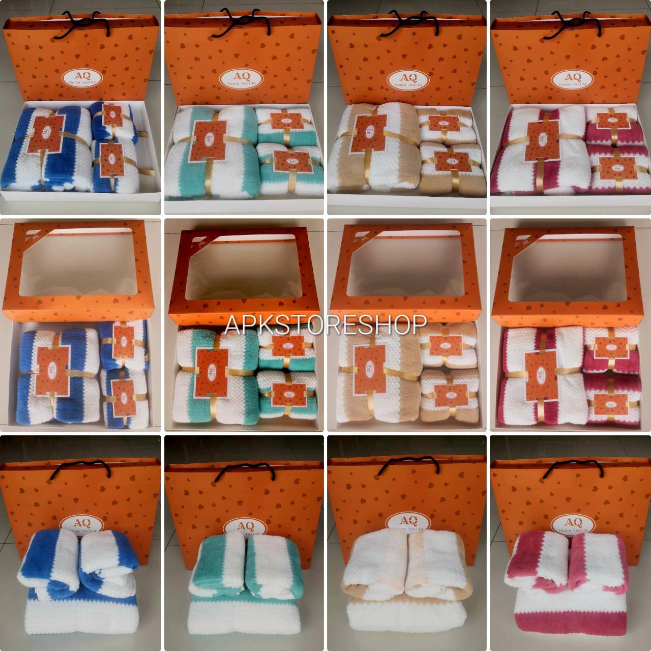ขายส่ง ชุดเซ็ทของขวัญ3ชิ้น ขนแกะ #ลายริ้ว-กล่องส้ม ส่ง 105 บาท