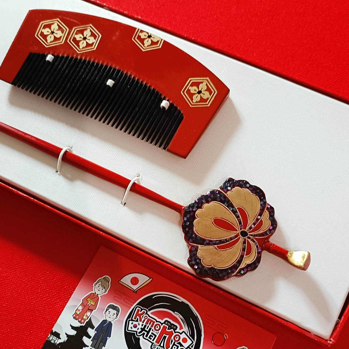 ชุดปิ่นไม้ผสมเมลามีลโทนสีแดงดำ คู่PINW2004