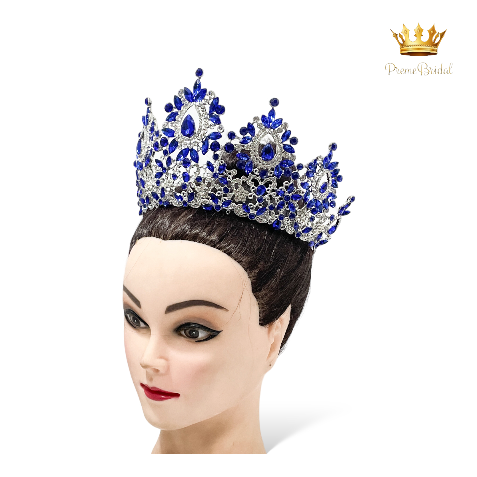 (พร้อมส่งจากไทย) มงกุฏ 122 สีน้ำเงิน งานสวย งานนางงาม รุ่นฐานกลม ปรับขนาดได้ ส่งด่วน ส่งจาก จ.อุบลราชธานี