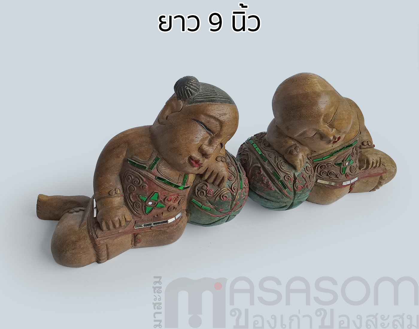 ตุ๊กตาไม้แกะสลักเด็กจีนนั่งหนุนแตง