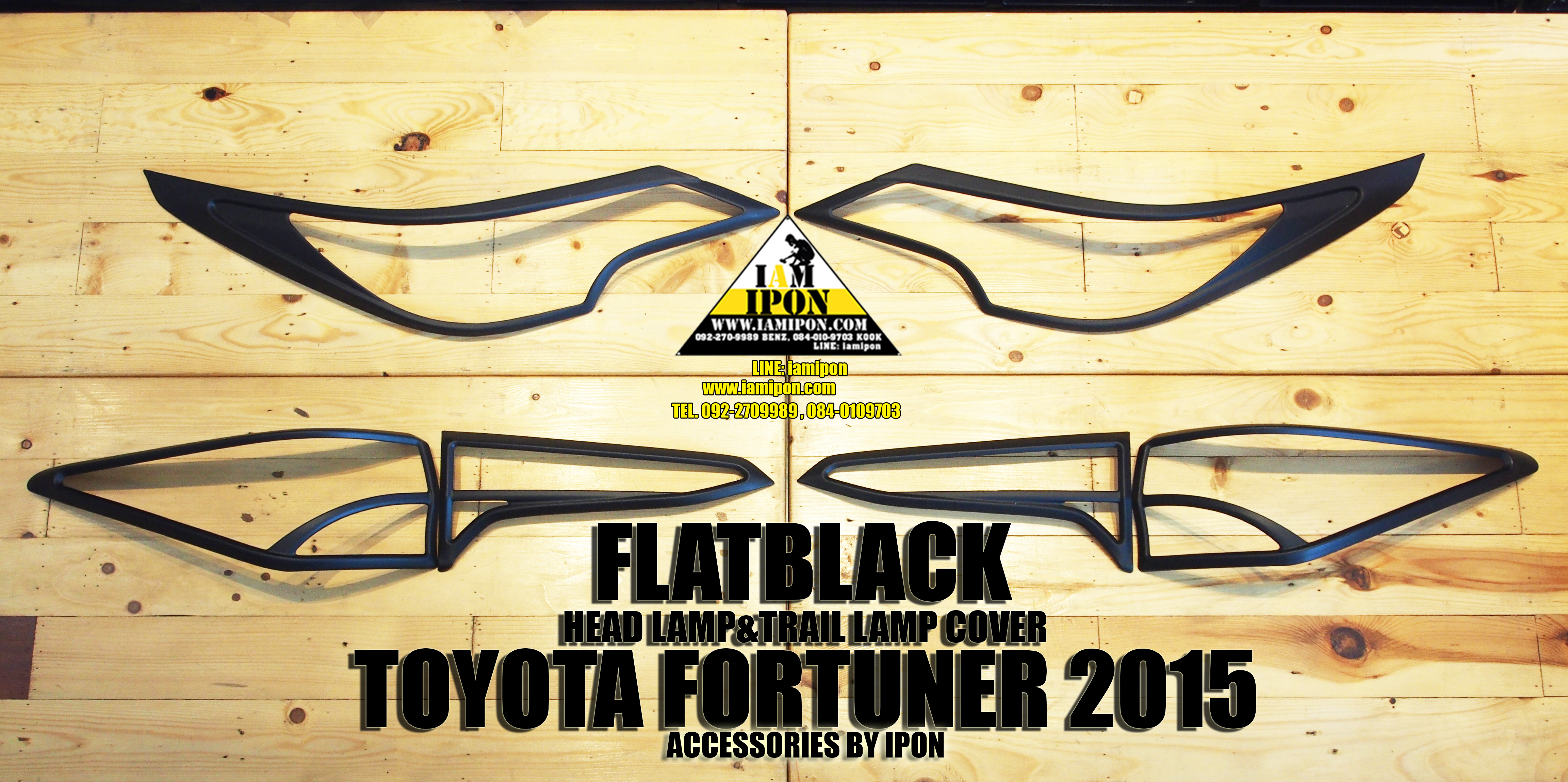 HEADLAMP&TRAILLAMP COVER TOYOTA FORTUNER 2015 FLATBLACK ครอบไฟหน้า ครอบไฟท้ายดำด้านฟอร์จูนเนอร์ 2015