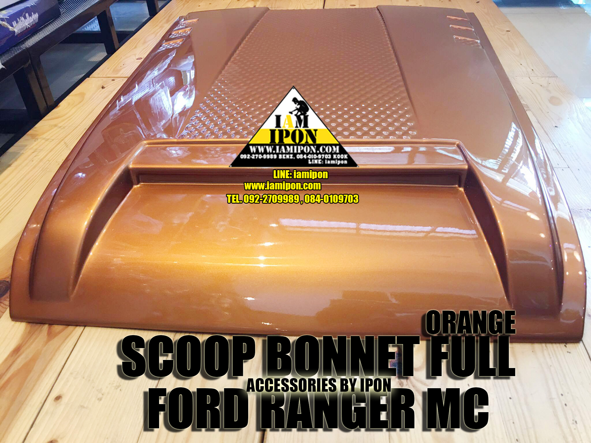 SCOOP BONNET FULL FORD RANGER MC 2015 ORANGE สกู๊ปหลอกสีส้มแบบเต็มฟอร์ดเอ็มซี 2015