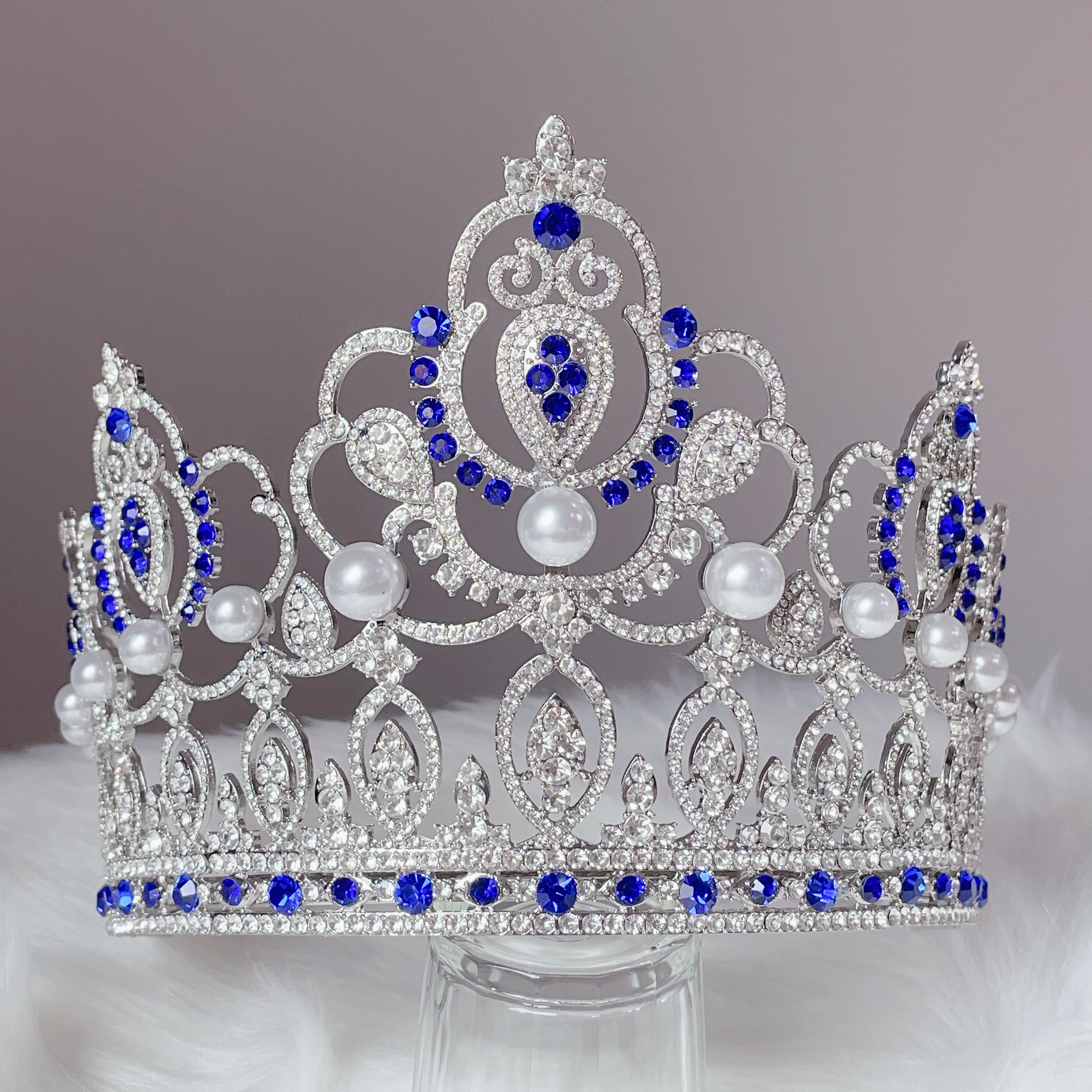 (พร้อมส่ง) มงกุฏ 092 สีน้ำเงิน มงกุฎนางงาม มงกุฎเพชร มงกุฎประกวด สินค้าพร้อมส่ง ไม่ต้องรอนาน งานพรีเมี่ยม