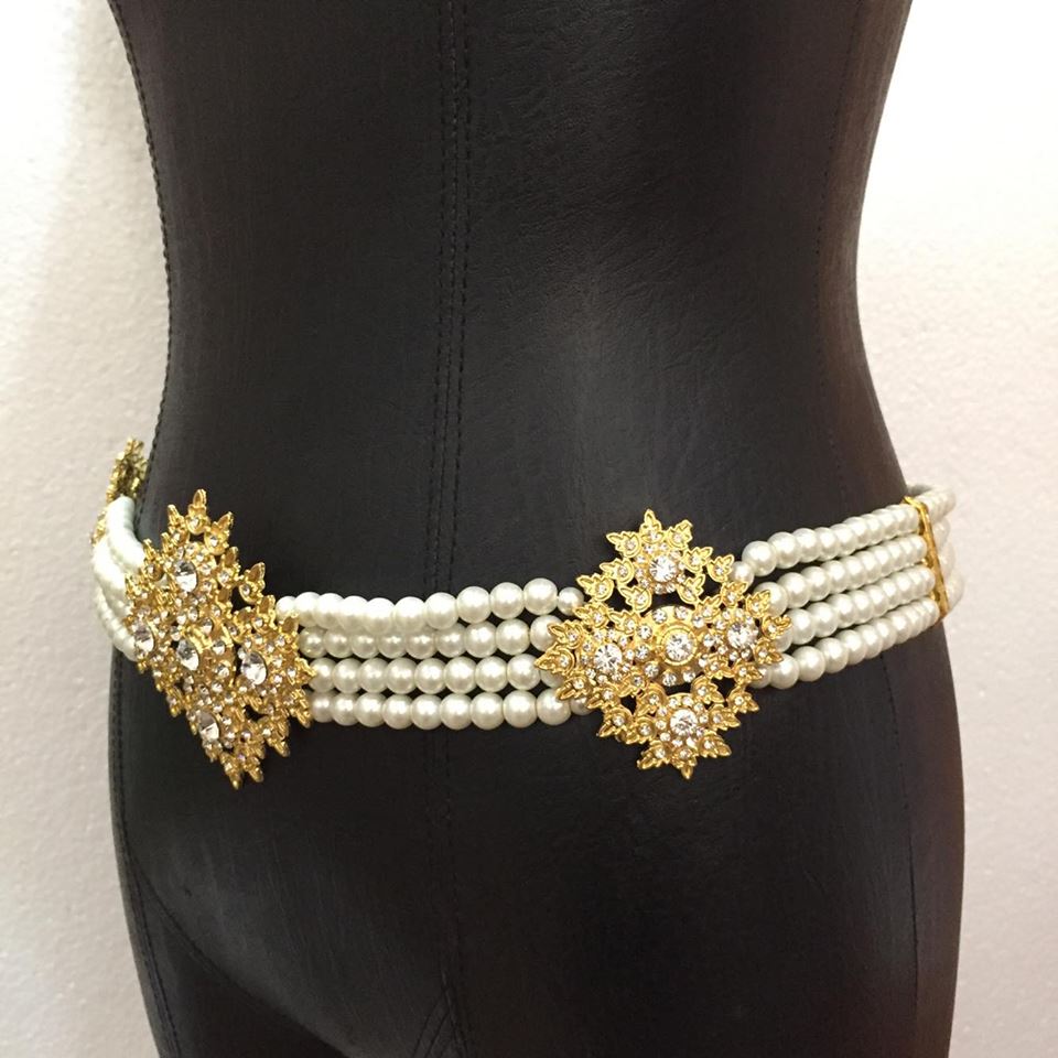 (พร้อมส่ง) เข็มขัดมุก006