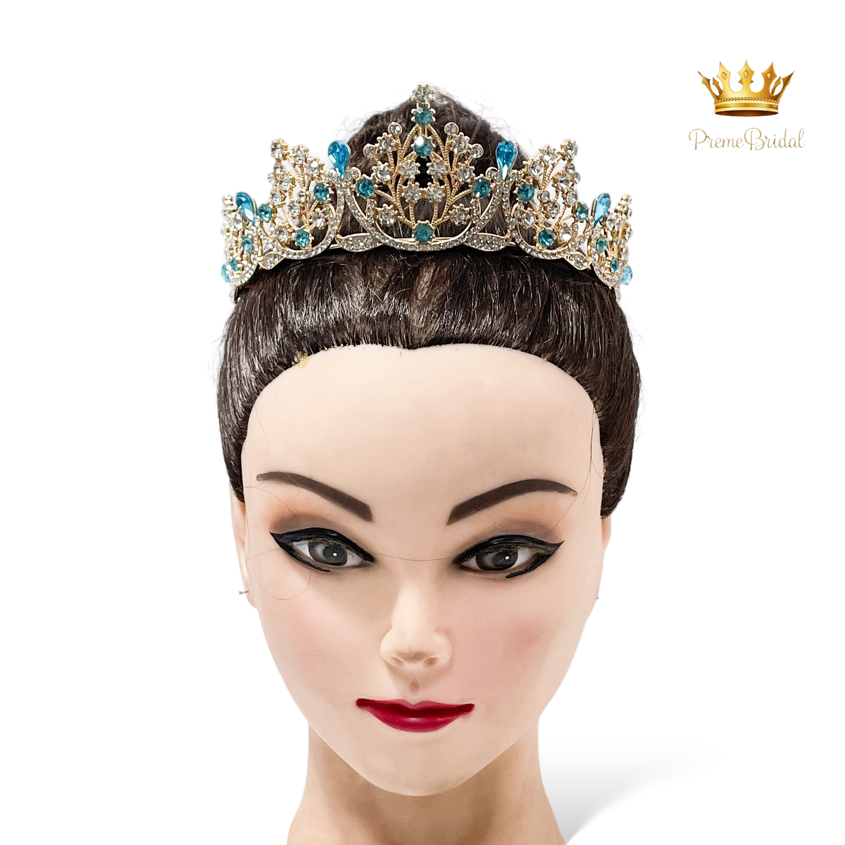 (พร้อมส่ง) เทียร่า 253 สีทอง-ฟ้า มงกุฎนางงาม มงกุฎเจ้าหญิง งานสวย ปราณีต QCเพชรทุกเม็ด สินค้าพร้อมส่งจากไทย