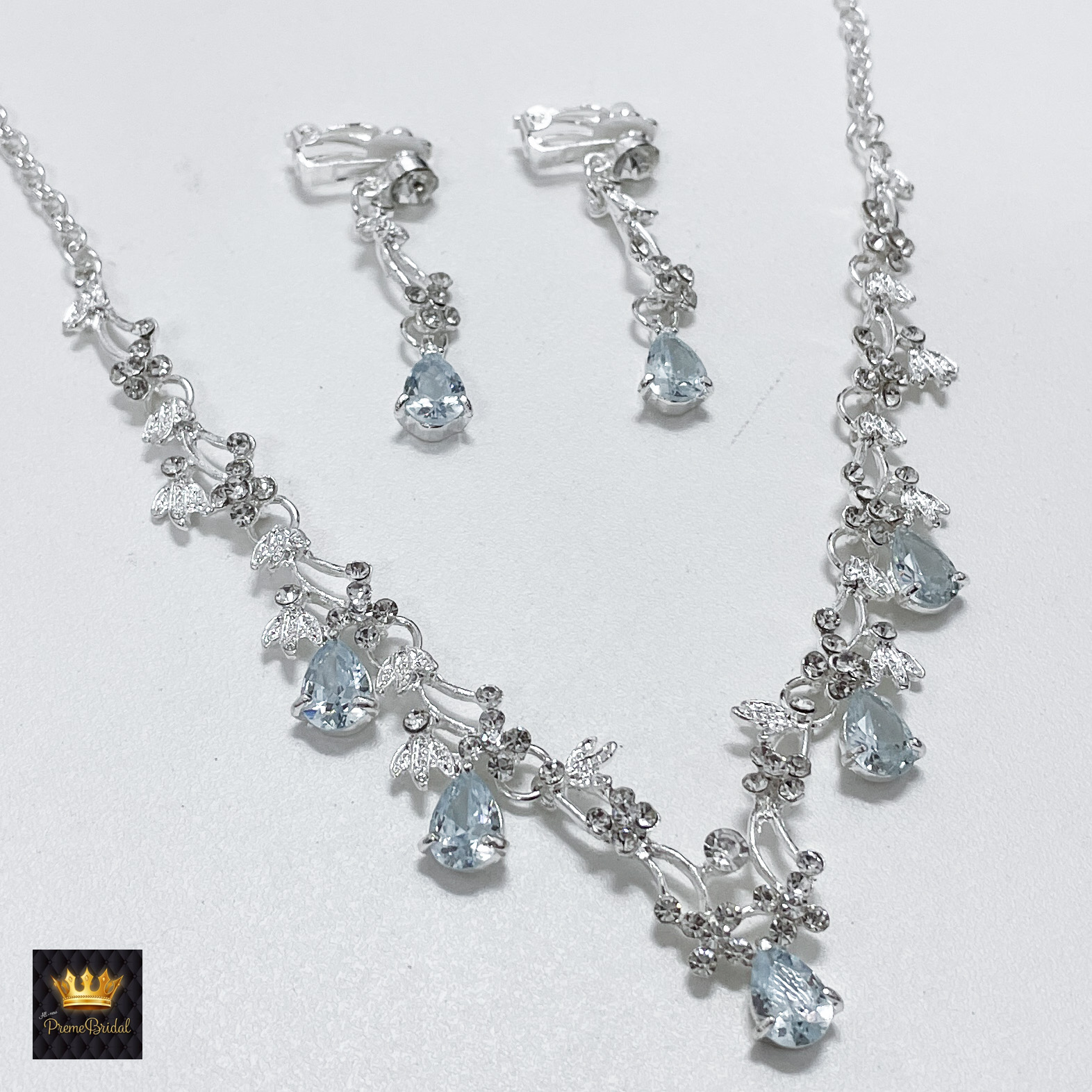 (พร้อมส่ง) สร้อยคอเพชร+ต่างหูแบบหนีบ 006 สร้อยคอเจ้าสาว สร้อยคอใส่ออกงาน สวยหรูดูแพง ถ่ายจากสินค้าจริง