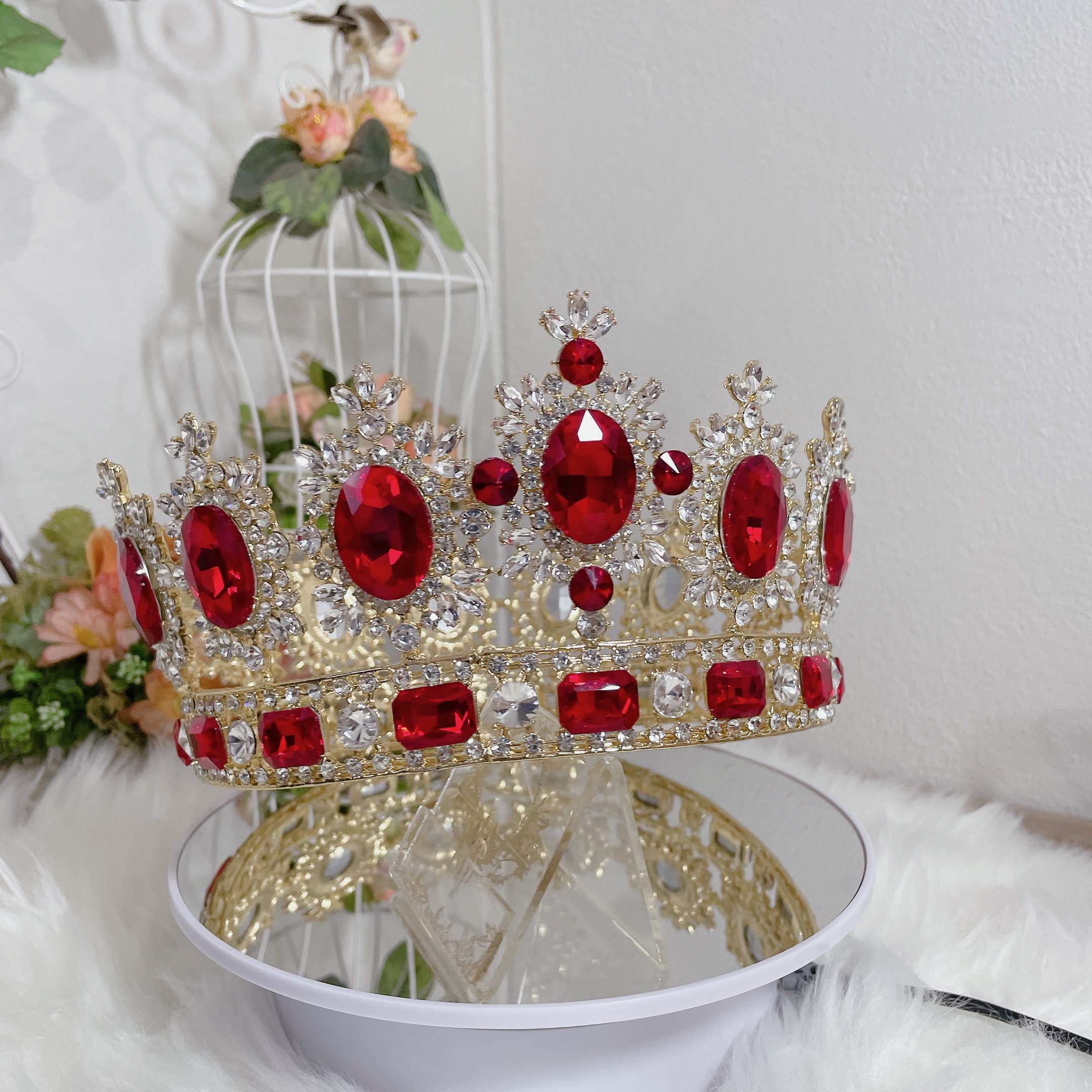 (พร้อมส่ง) มงกุฏผู้ชาย 027 สีแดง มงกุฎผู้ชาย มงกุฎพระราชา มงกุฎประกวด