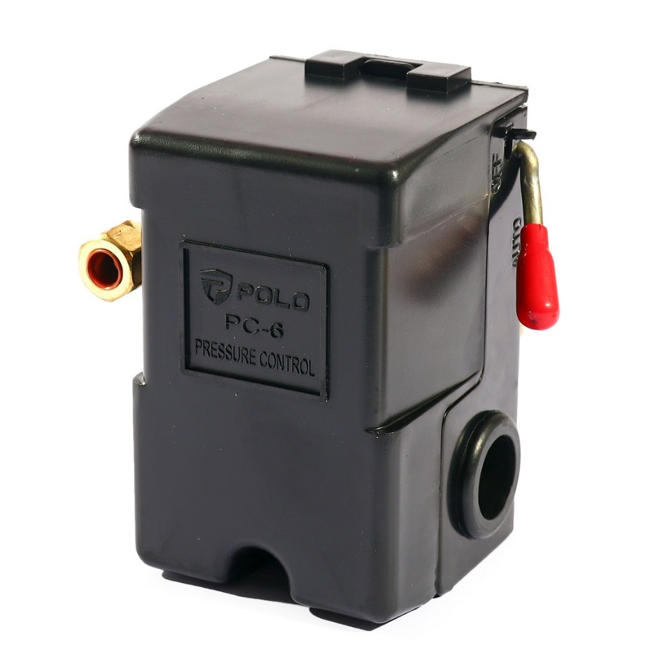 POLO สวิตช์ควบคุมแรงดัน ระบบลม (1 WAY) รุ่น PC-6 ช่วงแรงดัน 20-175 PSI ใช้งานสำหรับปั๊มลม (โปโล)