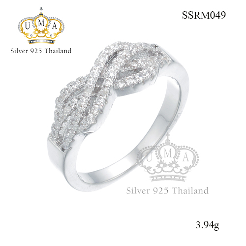 แหวนเงินแท้925เพรชประดับเพรชแท้สวิส เกรดดี น้ำใส