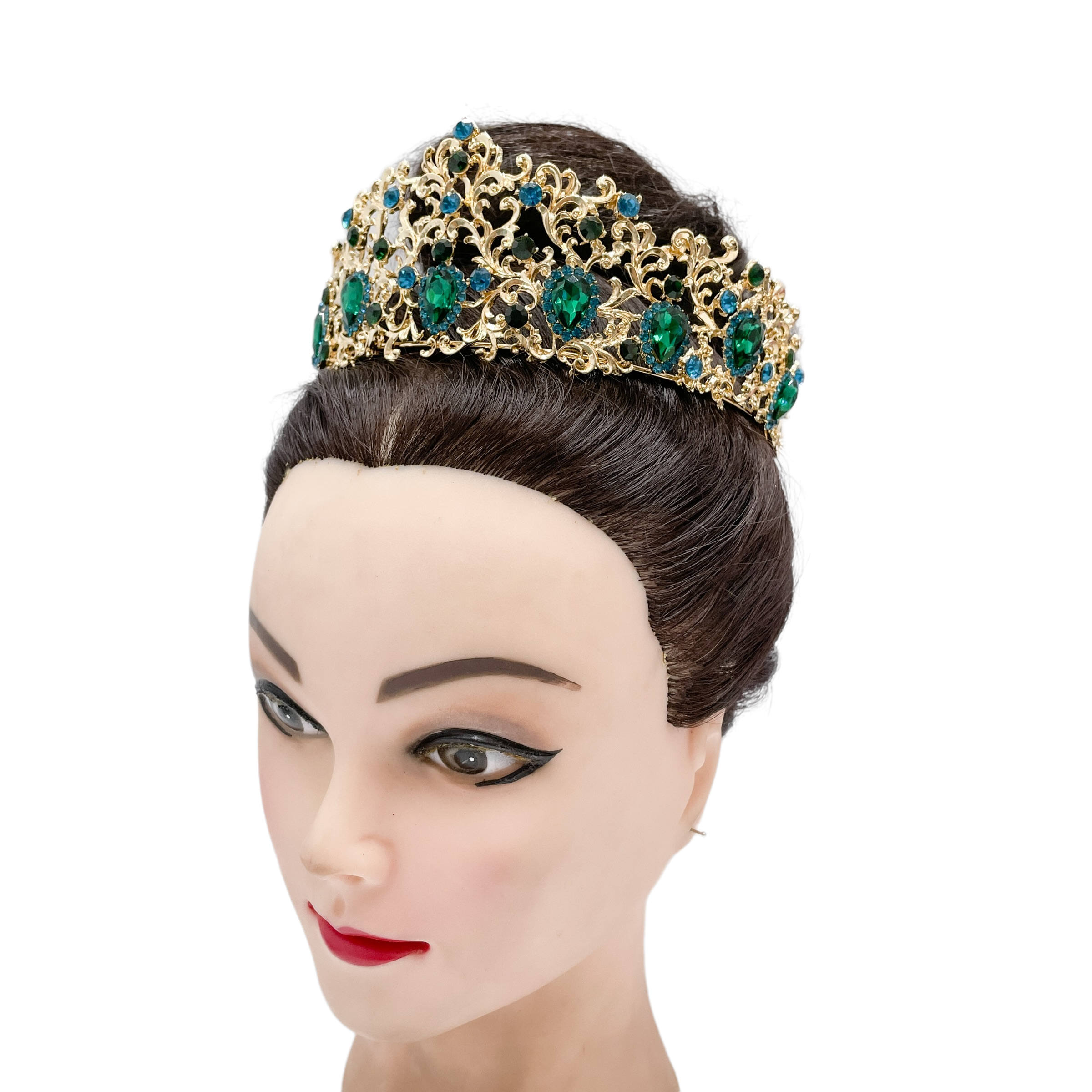 (พร้อมส่ง) เทียร่า 006 สีเขียว มงกุฎนางงาม มงกุฎเจ้าหญิง งานสวย ปราณีต QCเพชรทุกเม็ด สินค้าพร้อมส่งจากไทย