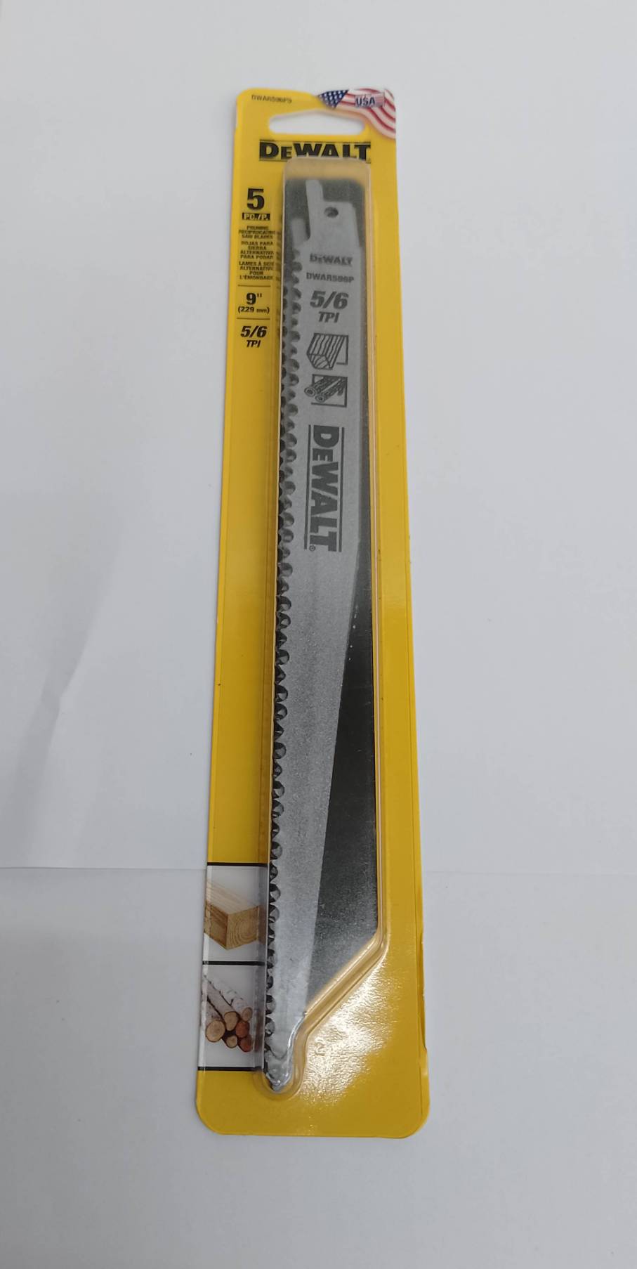 DEWALT รุ่น DWAR596P5 ใบเลื่อยชักตัดไม้ 9นิ้ว 5/6ฟัน (5 ใบ/แพ็ค)