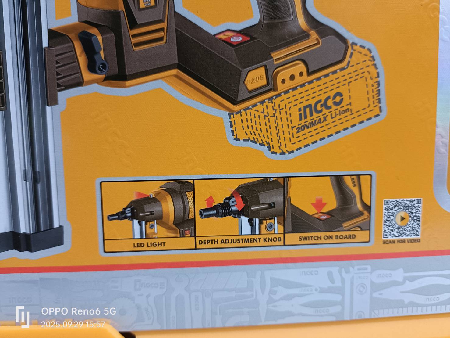 INGCO เครื่องยิงตะปูคอนกรีต40มม 20V CCNLI9005 (ตัวเปล่า)