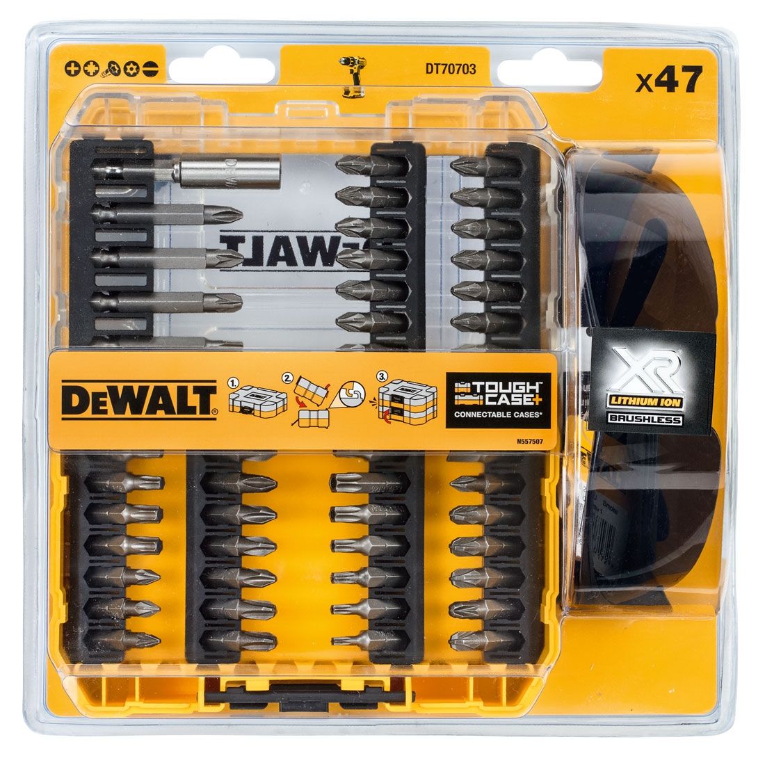 ชุดดอกไขควง47ชิ้น พร้อมแว่นตา DT70703 DEWALT