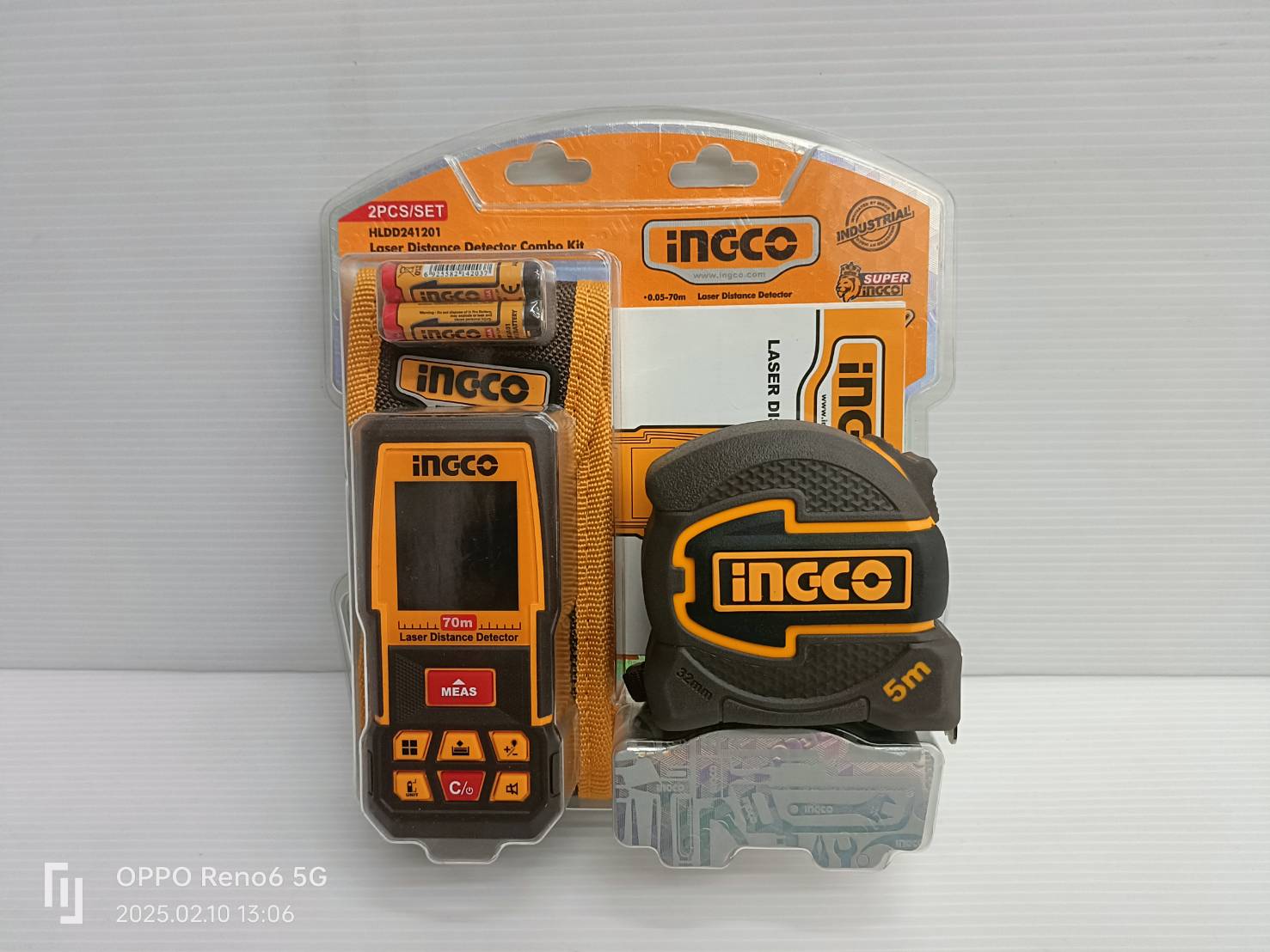 INGCO ชุดเลเซอร์วัดระยะ+ตลับเมตร รุ่น HLDD241201