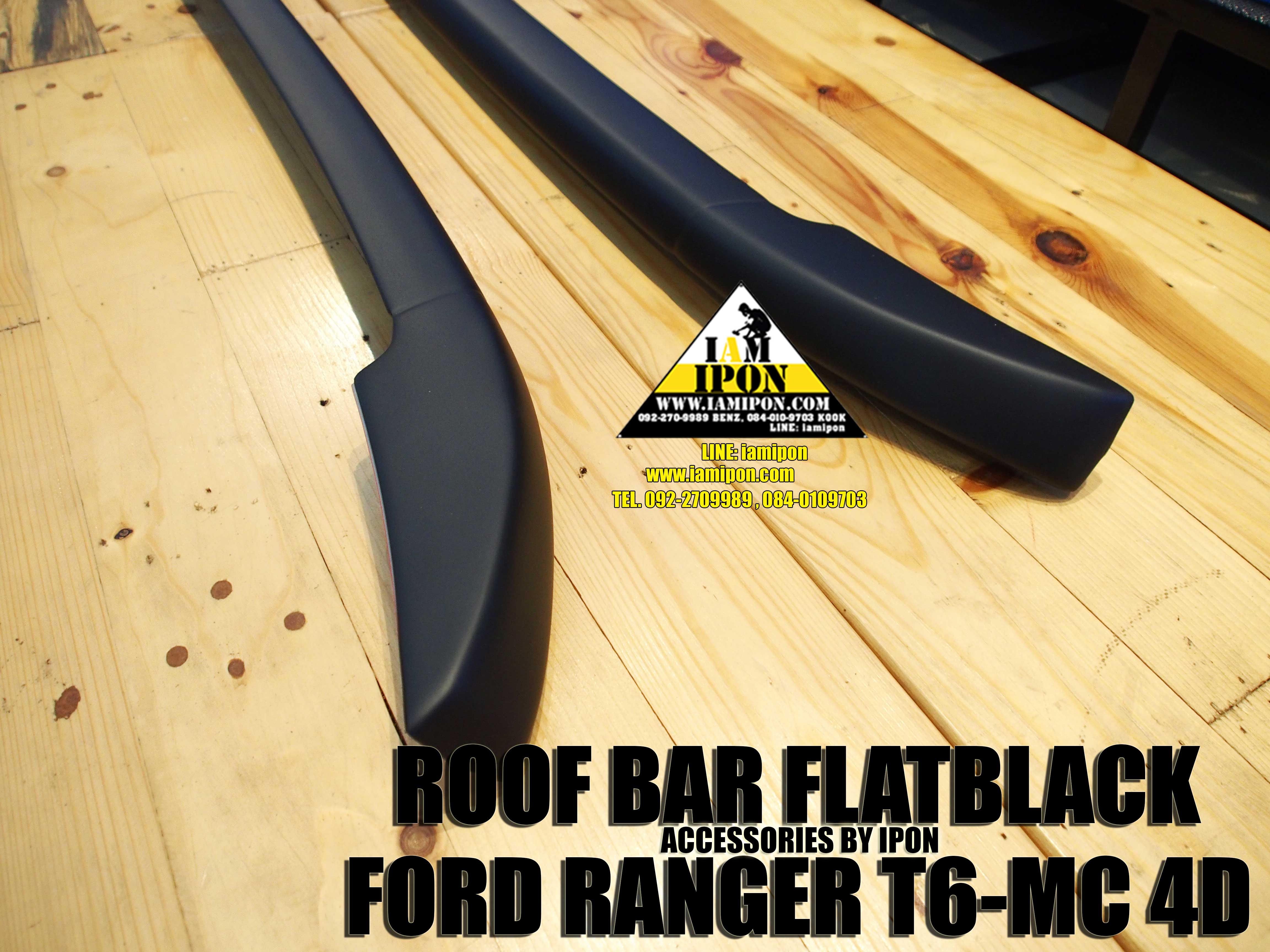 ROOF BAR FORD RANGER T6-MC 4D FLATBLACK ราวหลังคาดำด้านแบบกาวฟอร์ดเรนเจอร์ 4 ประตู T6-MC