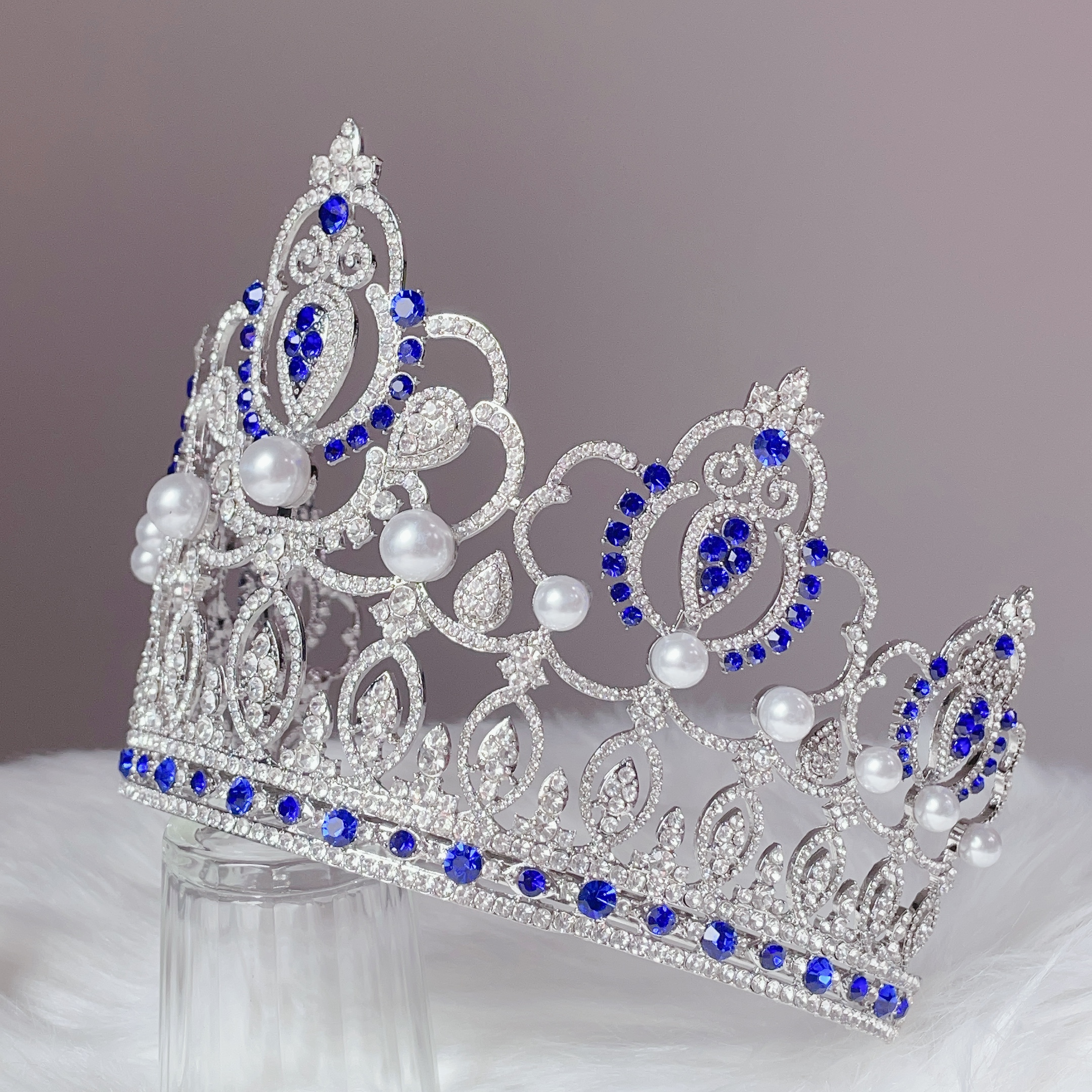 (พร้อมส่ง) มงกุฏ 092 สีน้ำเงิน มงกุฎนางงาม มงกุฎเพชร มงกุฎประกวด สินค้าพร้อมส่ง ไม่ต้องรอนาน งานพรีเมี่ยม