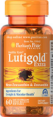 ผลิตภัณฑ์อาหารเสริม Puritan's Pride Healthy Eyes® Lutein Extra with Zeaxanthin 60 Softgels