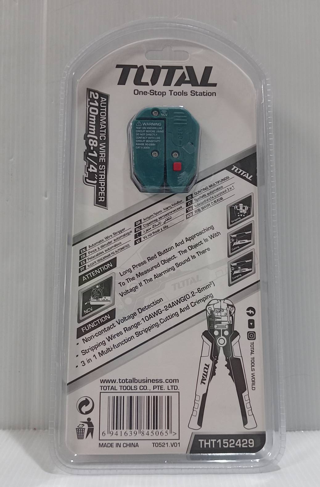 คีมปอกสายอัตโนมัติ ( ตัด ปอก ย้ำ วัดไฟ NVC ) รุ่น THT152429 Total