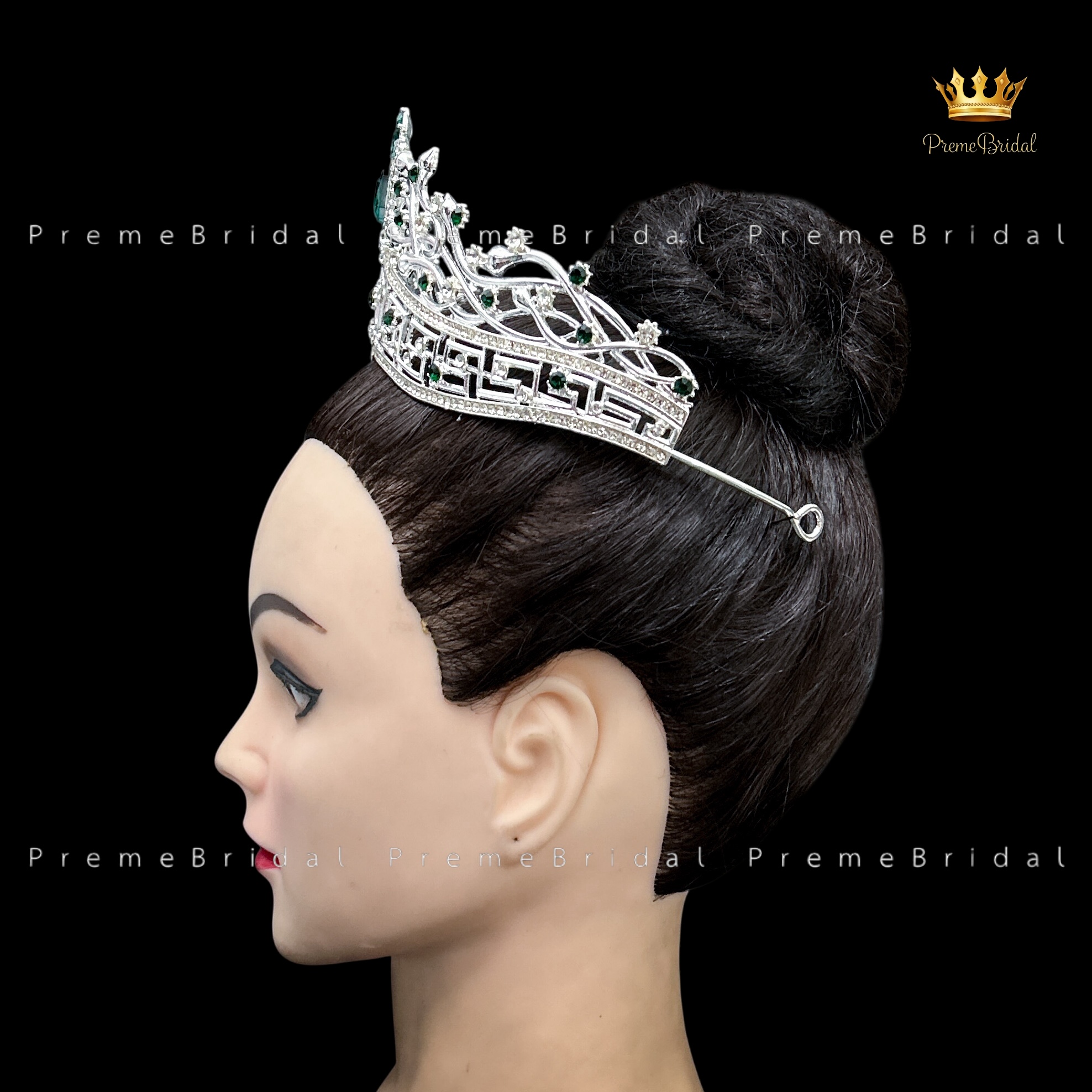 (พร้อมส่ง) เทียร่า 453 สีเขียว มงกุฎครึ่งหัว งานสวย ปราณีต QCเพชรทุกเม็ด สินค้าพร้อมส่งจากไทย ไม่ต้องรอจีน