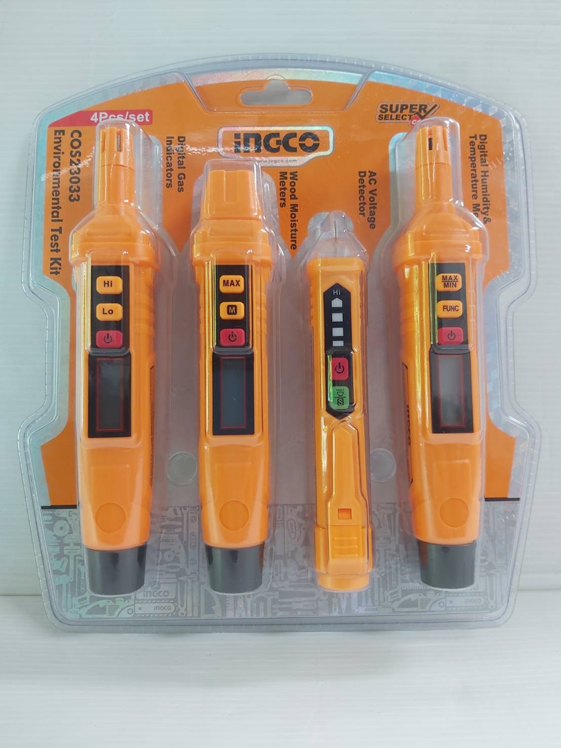 INGCO COS23033 ชุดปากกาวัดดิจิตอล 4 ชิ้น วัดไฟ วัดแก๊ส วัดความชื้น วัดอากาศ