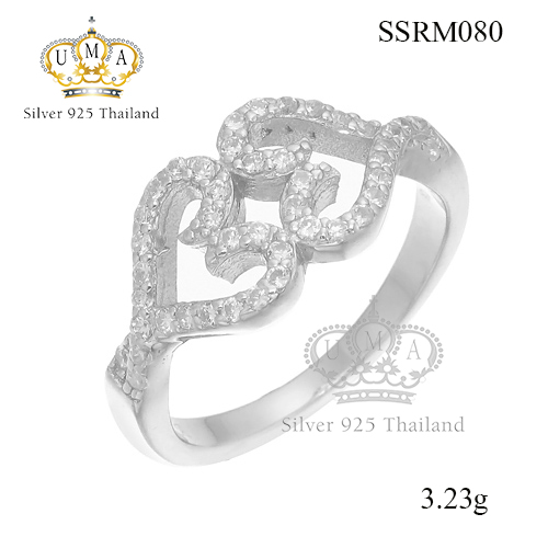 แหวนเงินแท้925เพรชประดับเพรชแท้สวิส เกรดดี น้ำใส