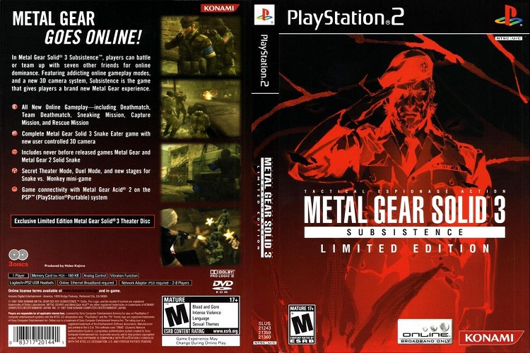 METAL GEAR SOLID 3 SUBSISTENCE [US : DVD5 3 Discs]