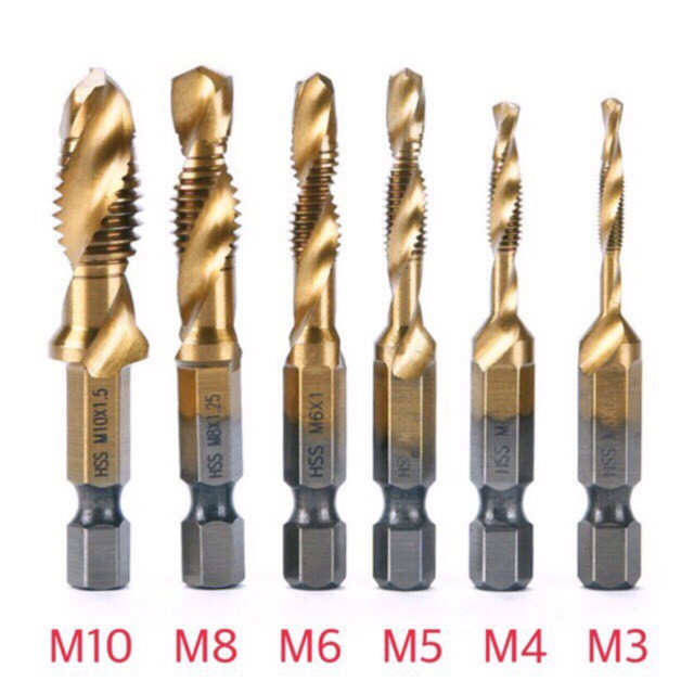 ชุดต๊าปเกลียวแบบเร็วมีดอกเจาะในตัวM3-M10 6ตัวชุด