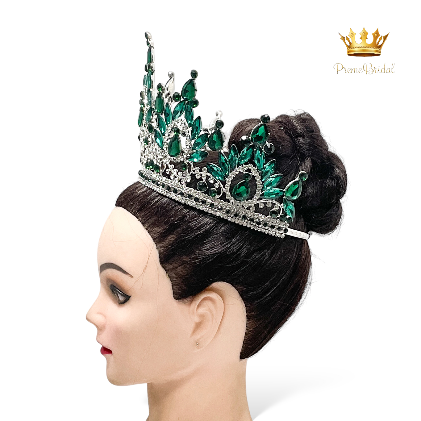 (พร้อมส่งจากไทย) มงกุฏ 120 สีเขียว งานสวย งานนางงาม รุ่นฐานกลม ปรับขนาดได้ ส่งด่วน ส่งจาก จ.อุบลราชธานี