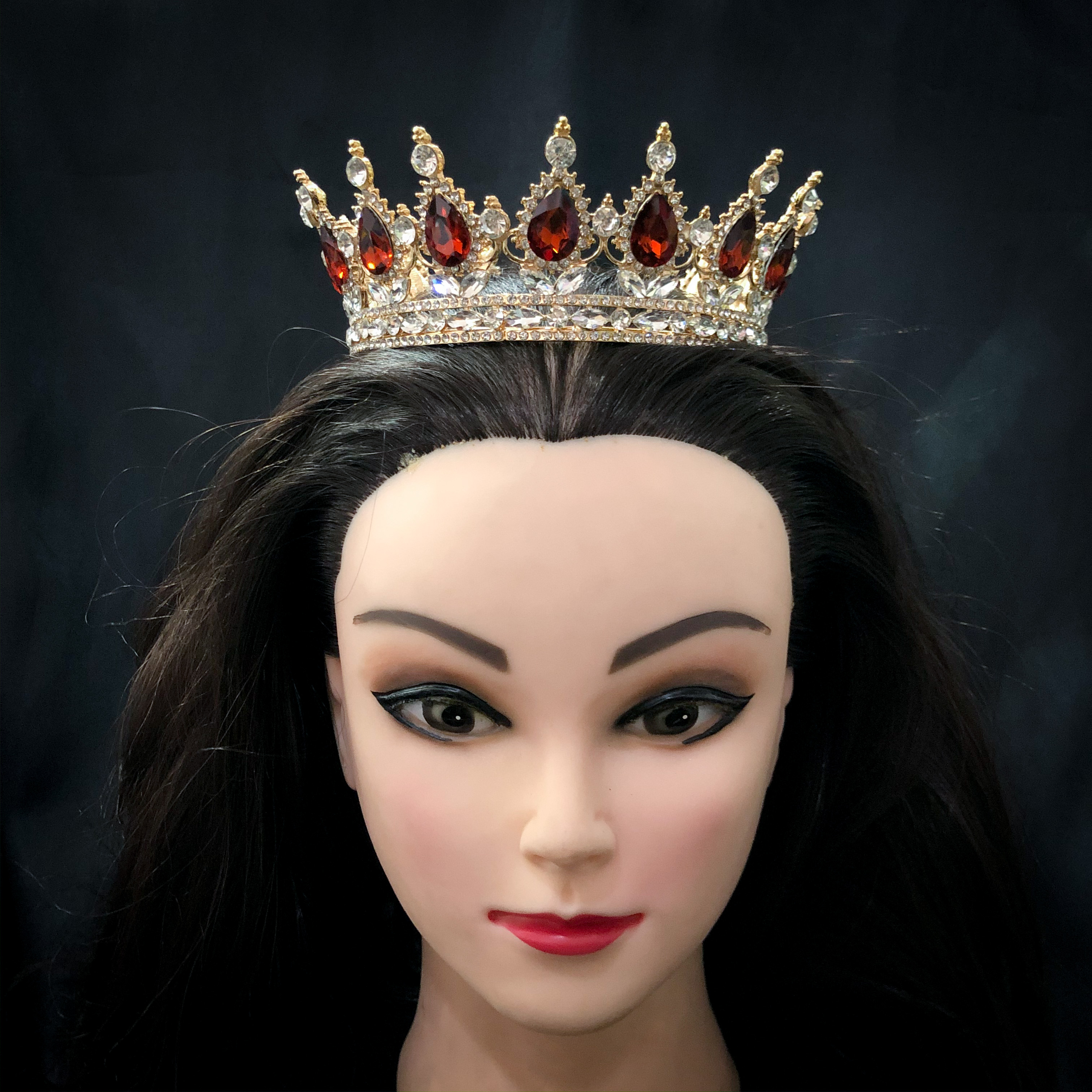 (พร้อมส่ง) มงกุฎ 018-สีวายแดงเรือนทอง