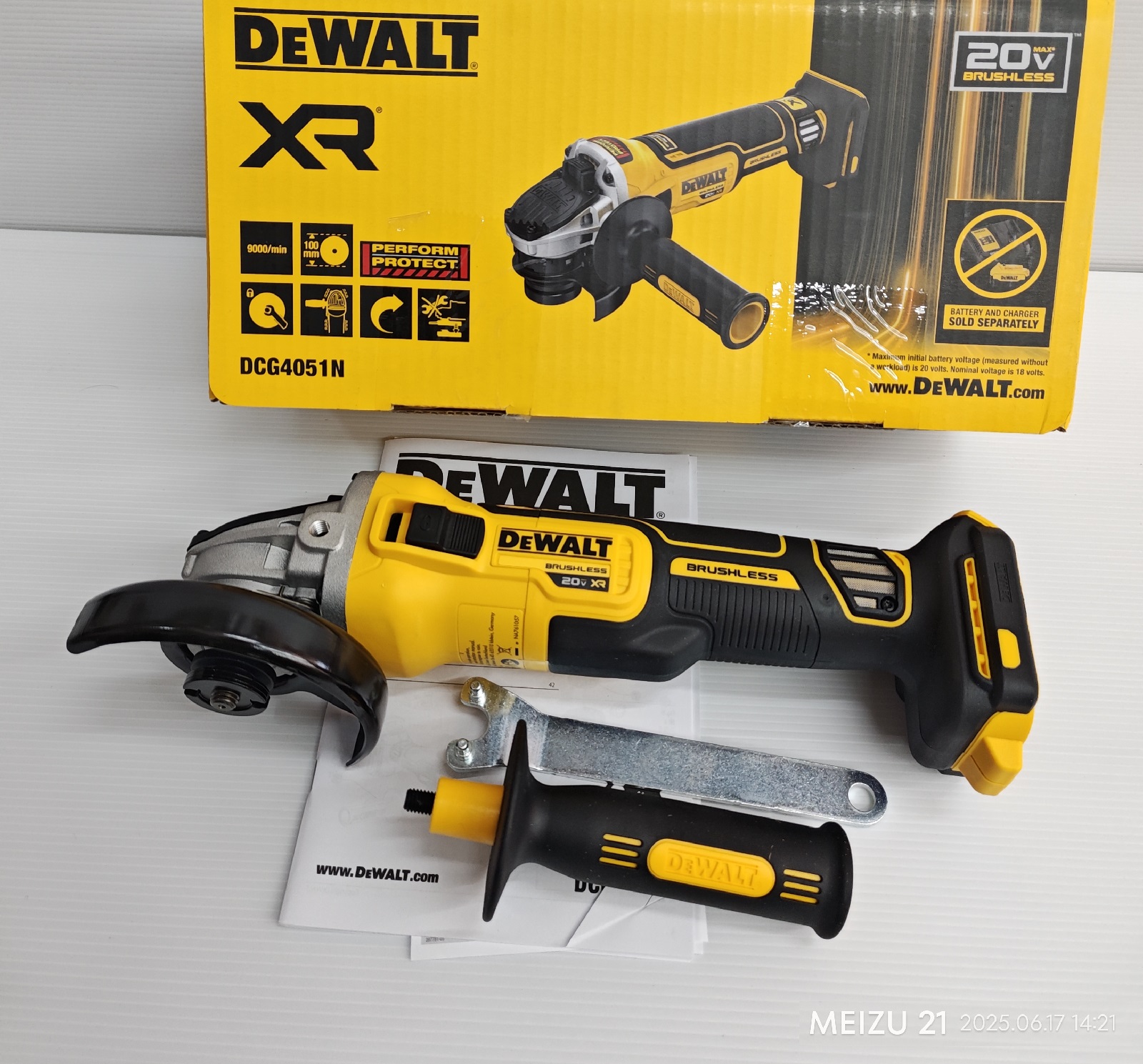 หินเจียรไร้สาย20V DCG4051N-B1 DEWALT (ตัวเปล่า)