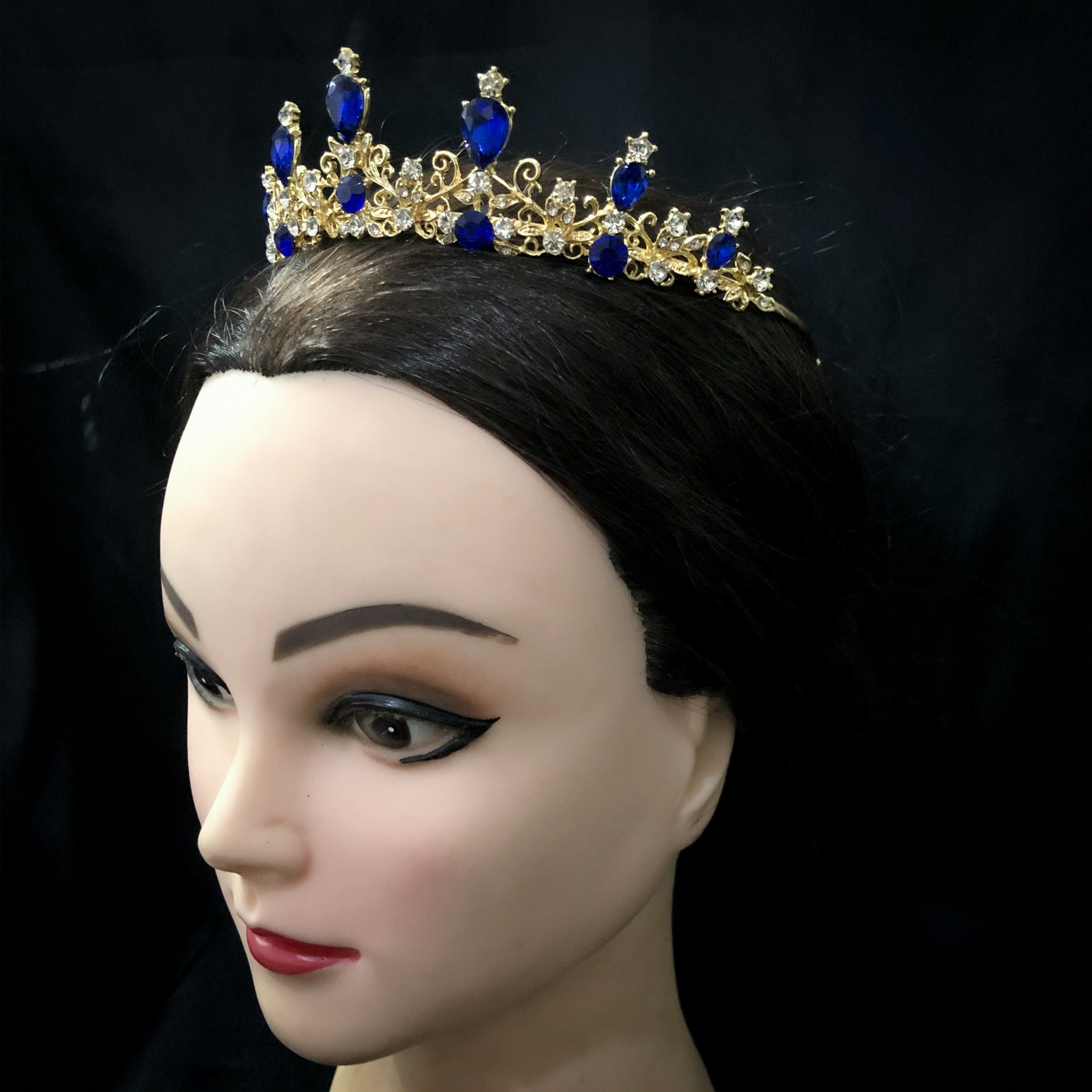 (พร้อมส่ง) เทียร่า 161 สีน้ำเงิน มงกุฎนางงาม มงกุฎเจ้าหญิง งานสวย ปราณีต QCเพชรทุกเม็ด สินค้าพร้อมส่งจากไทย