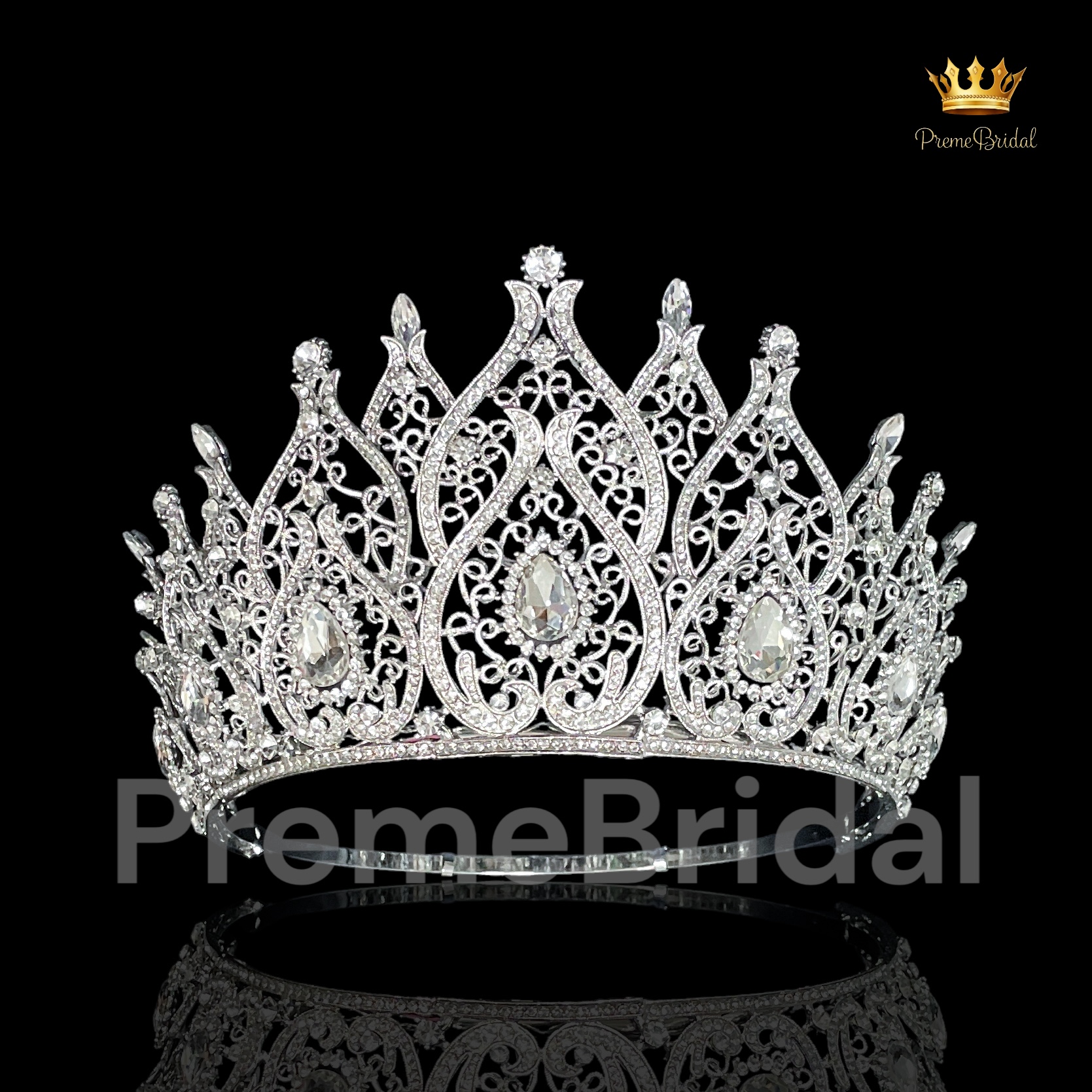 (พร้อมส่งจากไทย) มงกุฏ 115 สีเงิน มงกุฎนางงาม มงกุฎเพชร มงกุฎประกวด สวยงามอลังการ ฐานมงวงกลมปรับได้ สินค้าพร้อมส่ง ไม่ต้องรอนาน งานพรีเมี่ยม