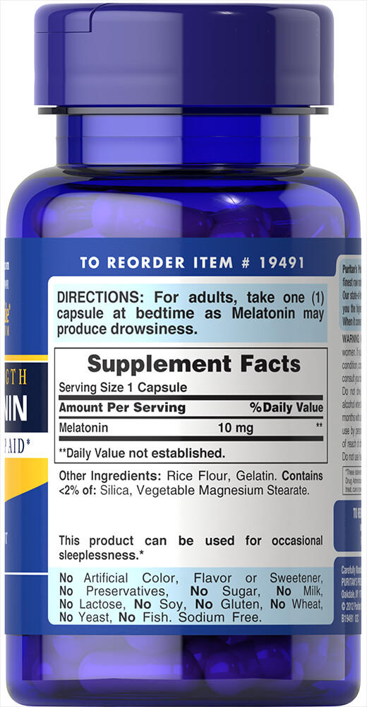 Puritan Melatonin 10 mg Rapid Released 60 Capsules