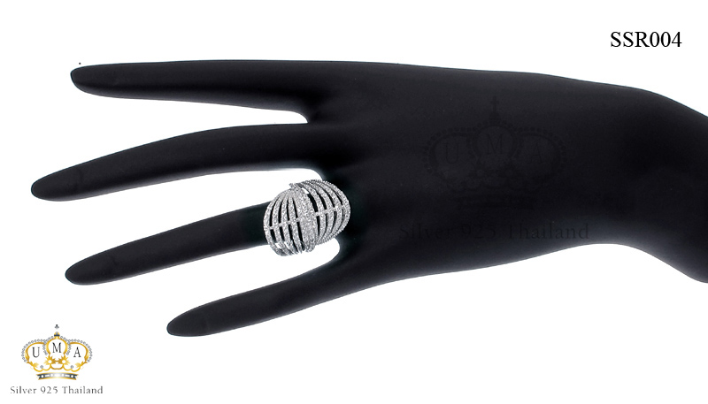 แหวนเงินแท้925เพรชประดับเพรชแท้สวิส เกรดดี น้ำใส