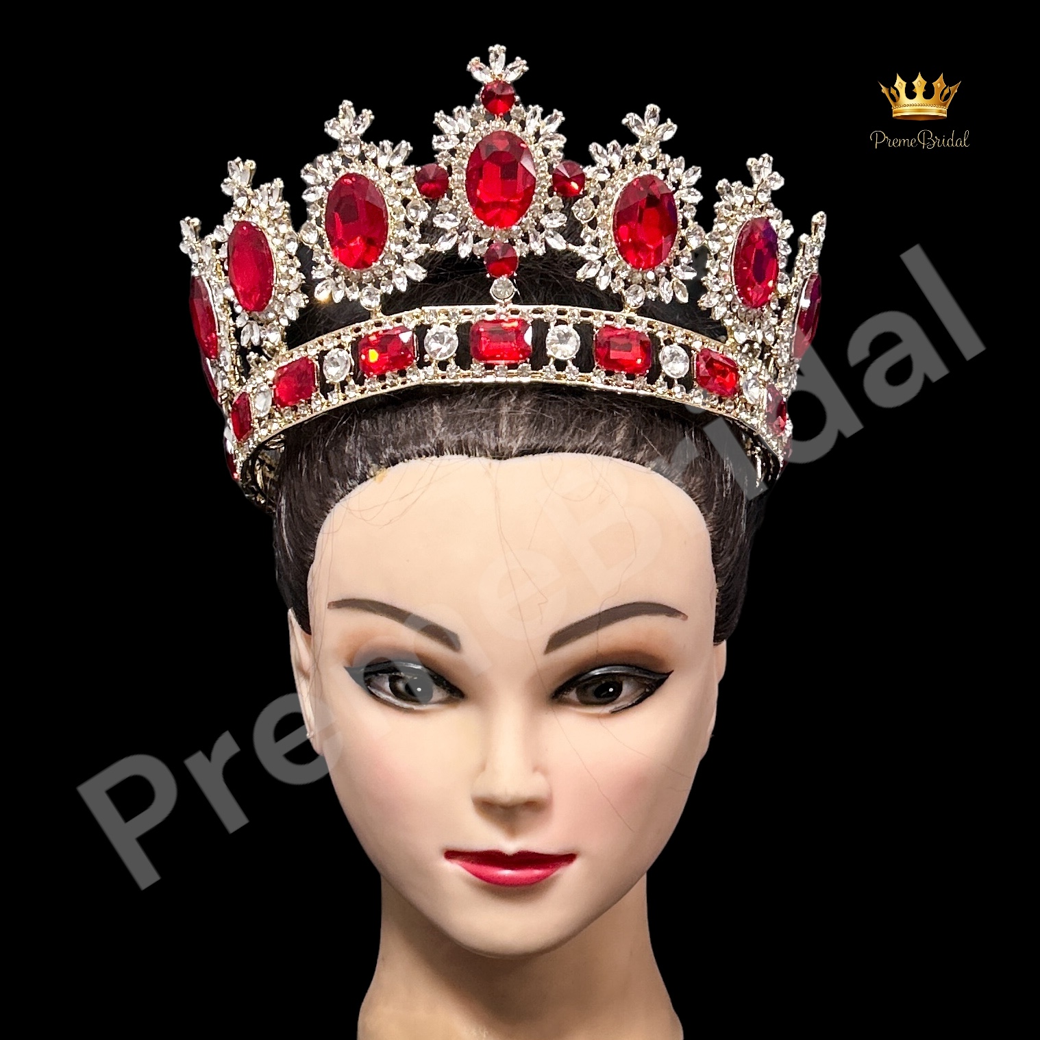 (พร้อมส่ง) มงกุฏผู้ชาย 027 สีแดง มงกุฎผู้ชาย มงกุฎพระราชา มงกุฎประกวด