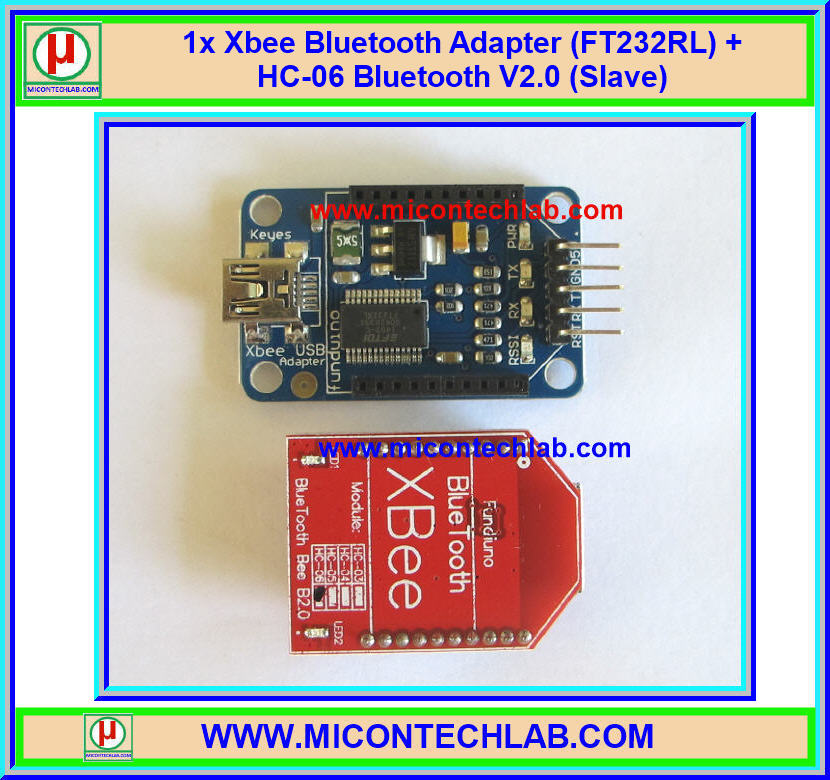 1x Xbee Bluetooth Adapter (FT232RL) + HC-06 Bluetooth V2.0 (Slave)