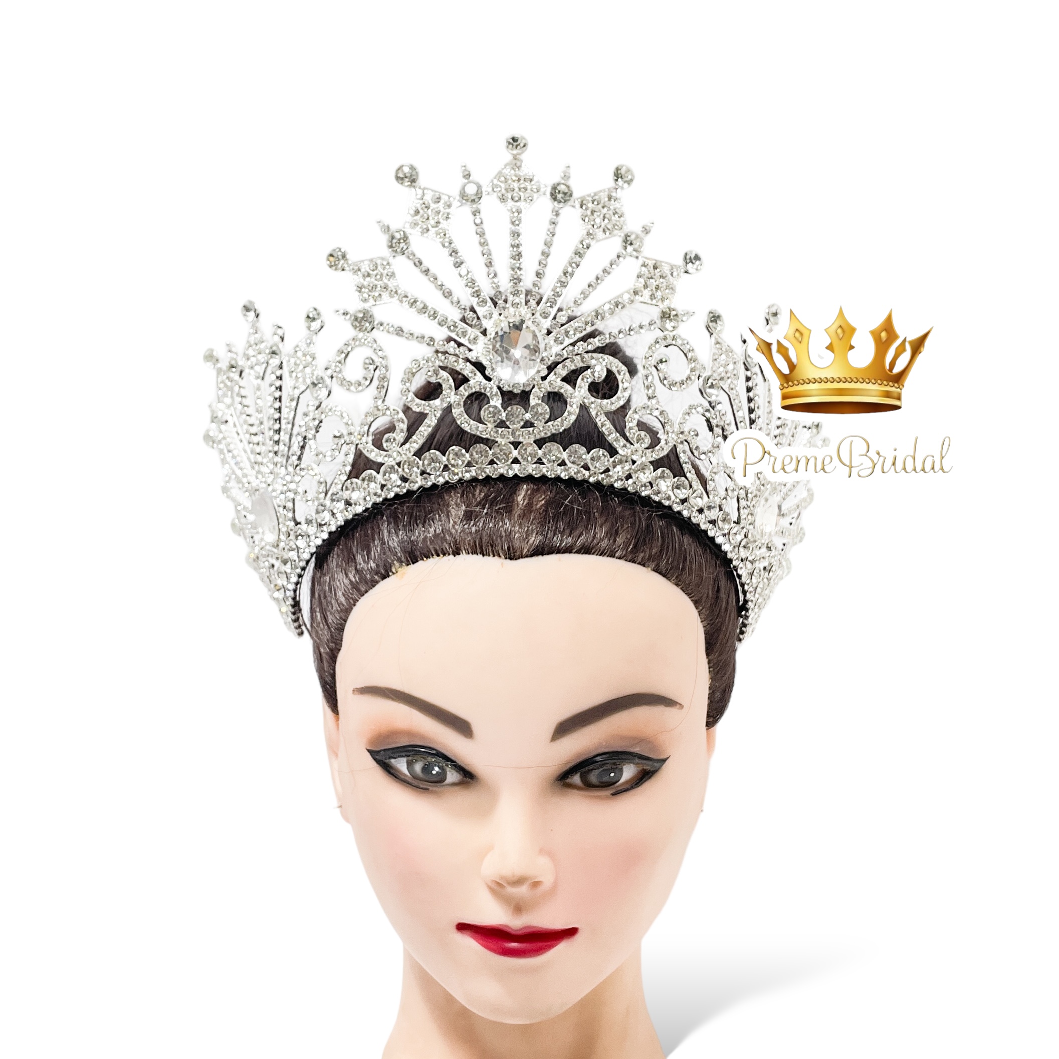 (พร้อมส่ง) เทียร่า 417 สีเงิน มงกุฎนางงาม ครึ่งหัว งานสวย ปราณีต QCเพชรทุกเม็ด สินค้าพร้อมส่งจากไทย