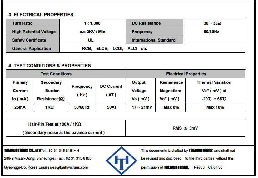 1x TZ2L9 Zero Phase Current Transformer CT 30A/50A