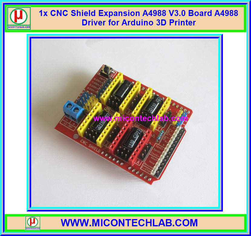 1x CNC Shield Expansion A4988 V3.0 Board A4988 Driver for Arduino 3D Printer