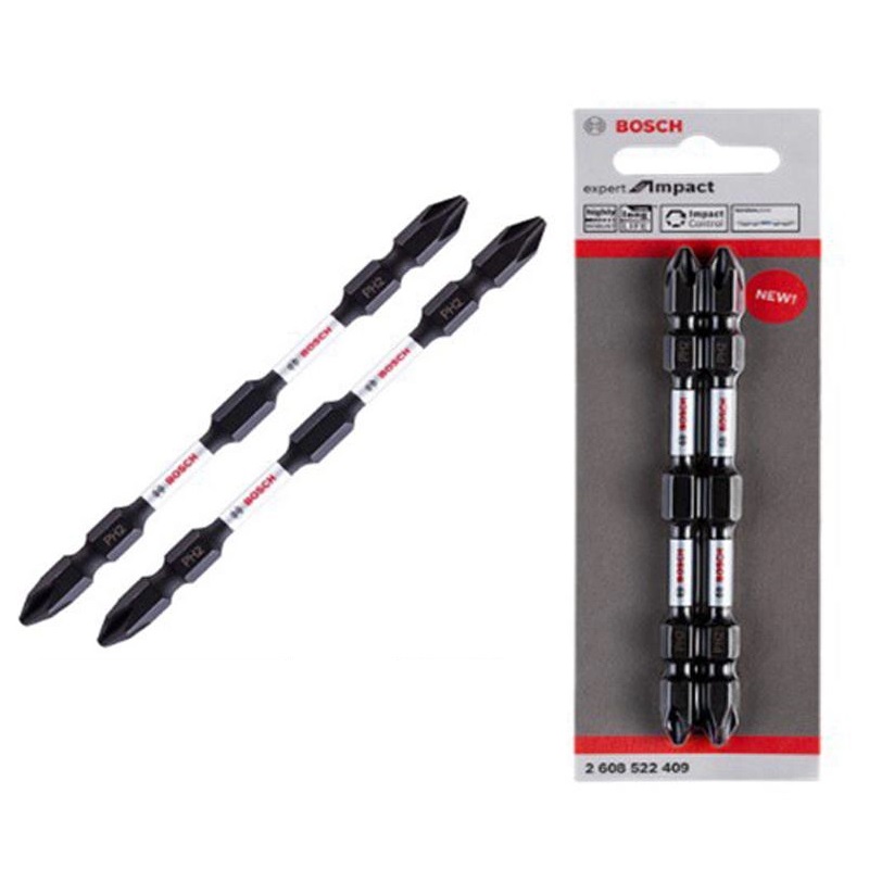 BOSCH ดอกไขควง 110 มม. PH2 สีดำ Impact (2ดอก/แผง) รุ่น 2608522409