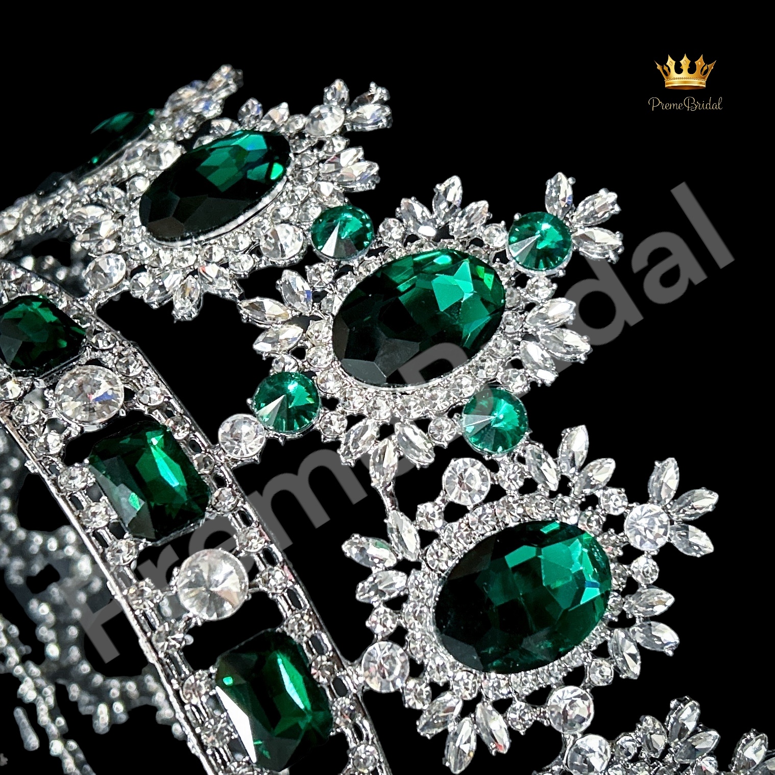 (พร้อมส่ง) มงกุฏผู้ชาย 027 สีเขียว มงกุฎผู้ชาย มงกุฎพระราชา มงกุฎประกวด