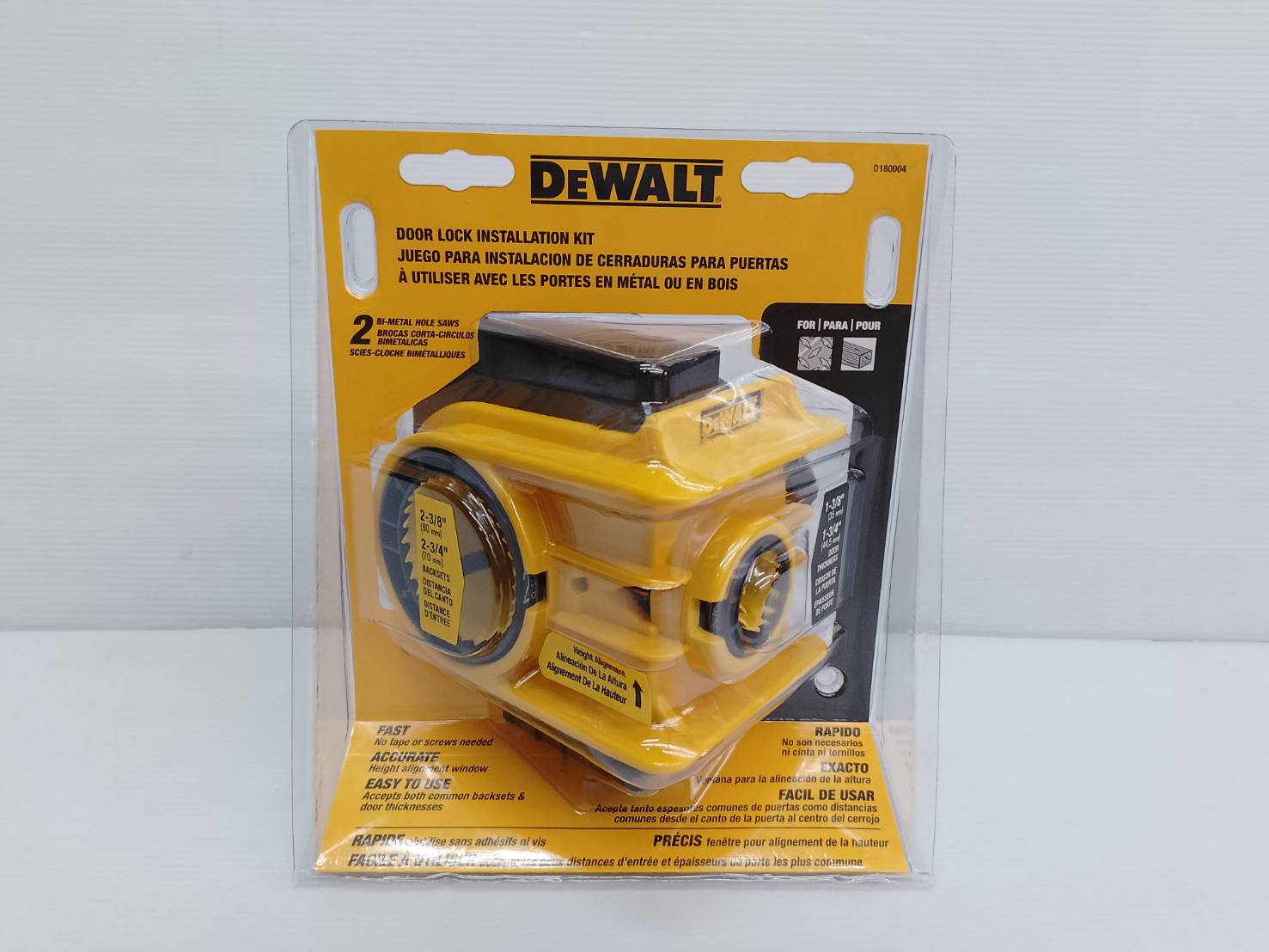 DEWALT ชุดเจอะไม้ โฮลซอ พร้อมดอกเจาะ Door Lock Installation Kit รุ่น D180004