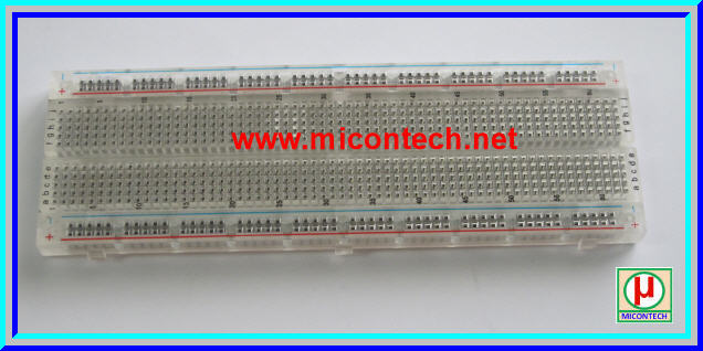 1x แผ่นเบรดบอร์ดแบบใส ขนาด 830 จุด (Transparent Breadboard)