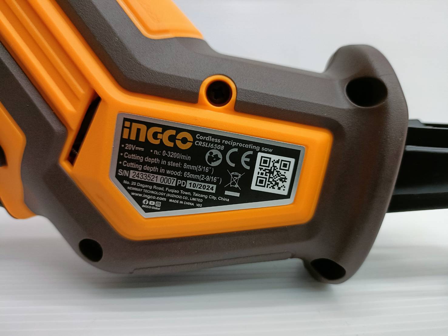 INGCO เลื่อยชักไร้สาย 20V มือเดียว รุ่น CRSLI6508 (ตัวเปล่า)