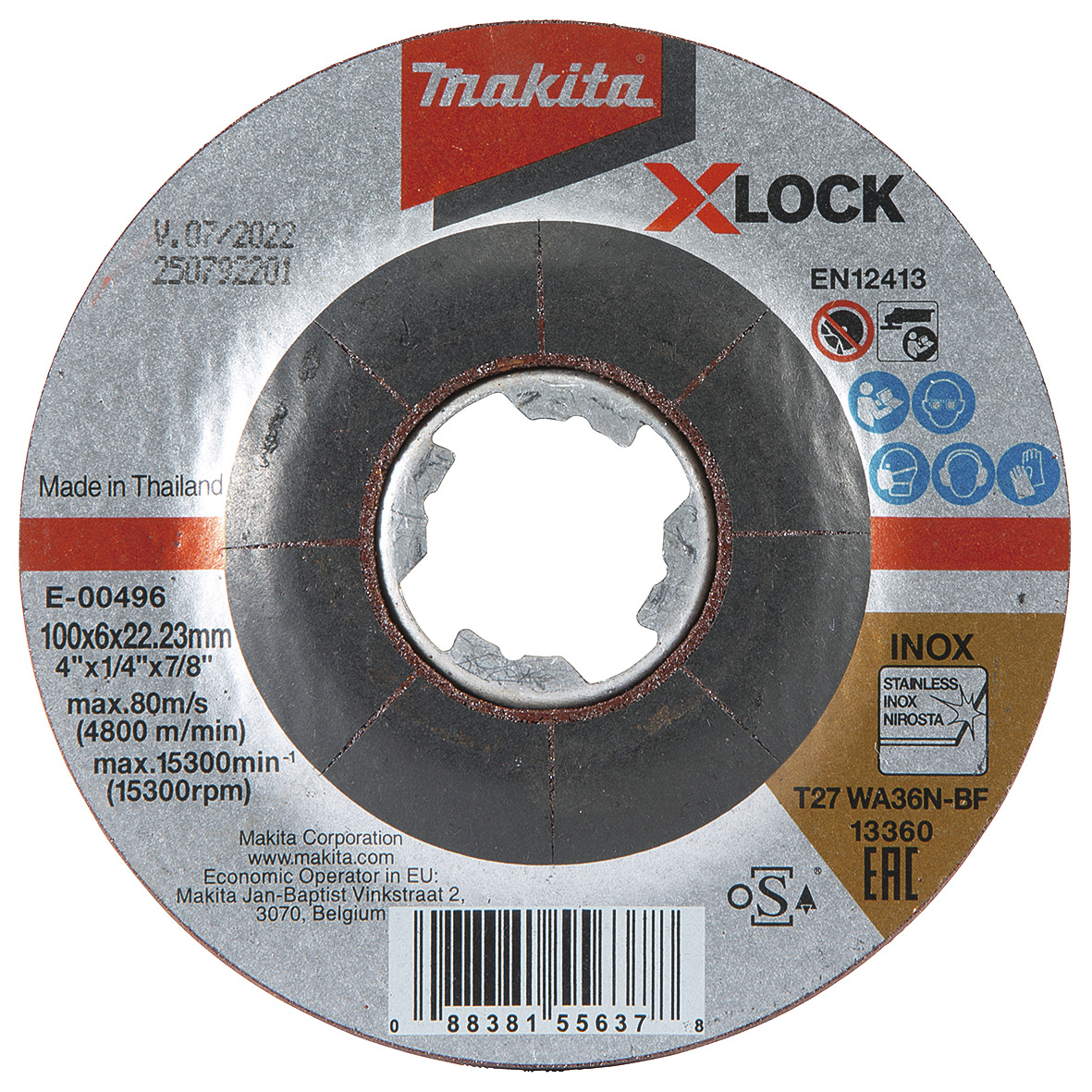 ใบเจียรสแตนเลส4"x6 MAKITA X-LOCK