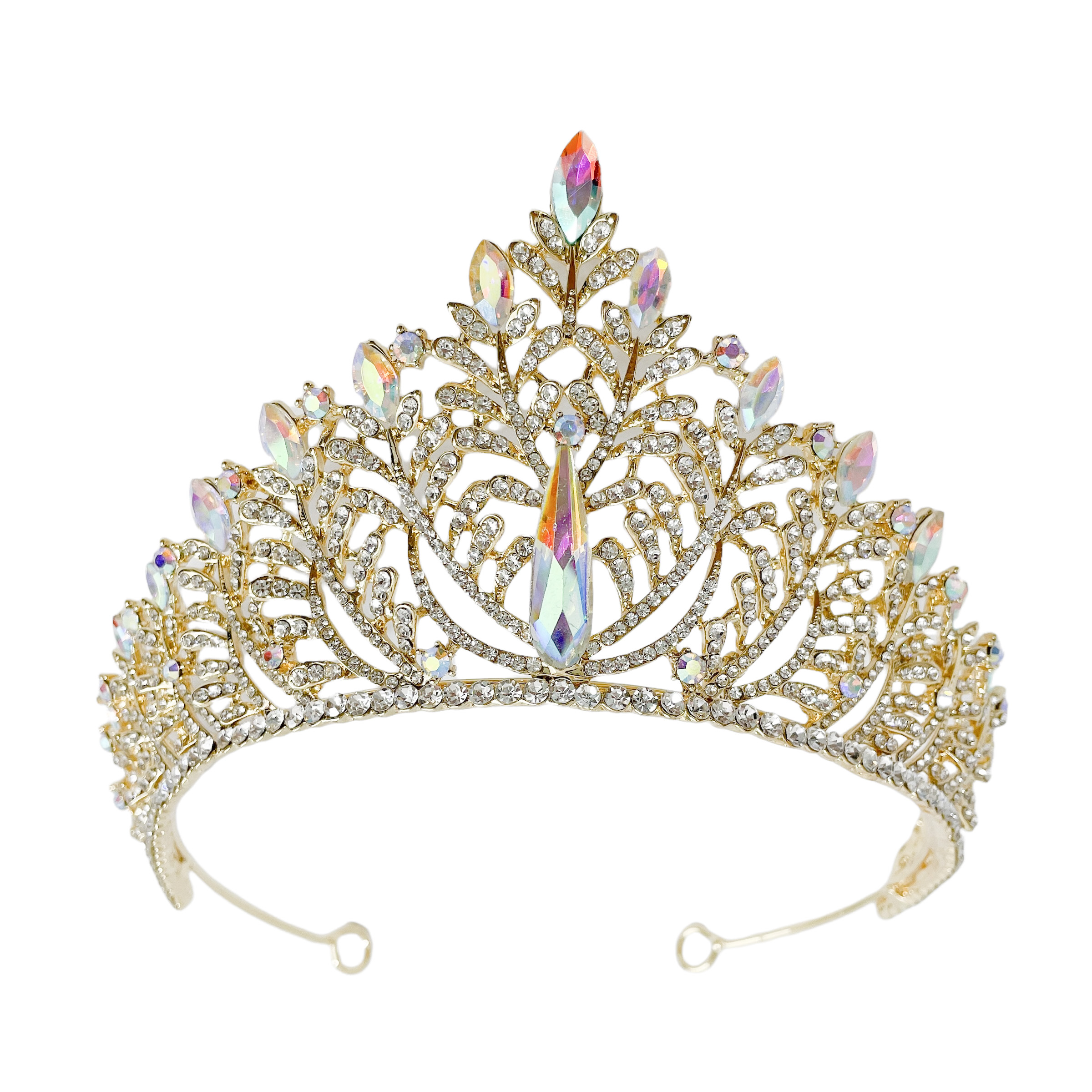 (พร้อมส่ง) เทียร่า 301 สีทองเพชรรุ้ง มงกุฎนางงาม งานสวย ปราณีต QCเพชรทุกเม็ด สินค้าพร้อมส่งจากไทย